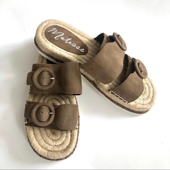 Matisse Leather Double Strap Espadrille Slides - Picture 9 of 12